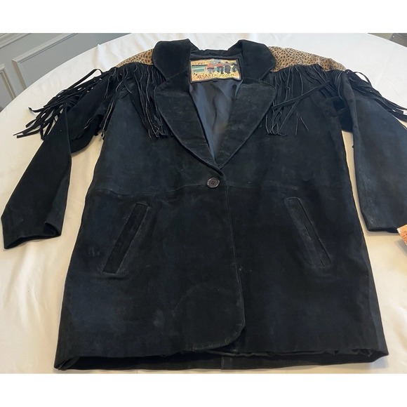 NWT! Cheeta Print Fringe Suede Jacket Women's Large Retail $188.00 - Picture 4 of 14